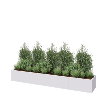 Fioriera XXL in acciaio - Rettangolo - 320 x 50 x 40 cm - RAL9010 opaco (bianco) - Con piastra di base