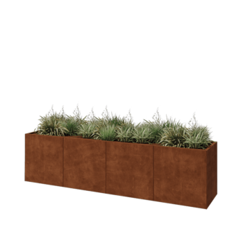 Fioriera XXL in acciaio corten - Rettangolo - 320 x 60 x 80 cm - Senza piastra di base