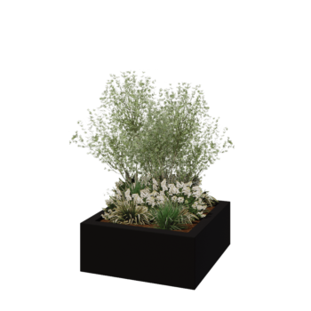 Fioriera in vetroresina - Quadrato - 100 x 100 x 40 cm - RAL9005 opaco (nero) - Con fondo