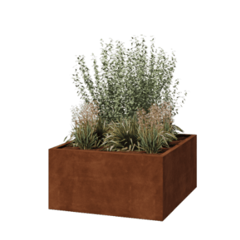 Fioriera in acciaio corten - Quadrato - 120 x 120 x 60 cm - Saldato - Senza piastra di base