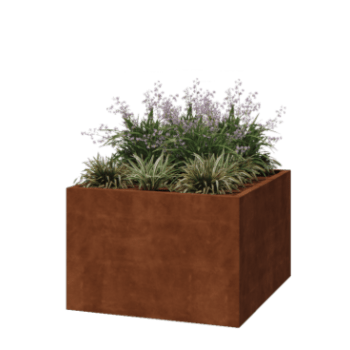 Fioriera in acciaio corten - Quadrato - 120 x 120 x 80 cm - Saldato - Con piastra di base