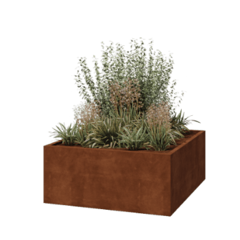 Fioriera in acciaio corten - Quadrato - 140 x 140 x 60 cm - Saldato - Con piastra di base