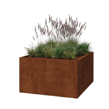 Fioriera in acciaio corten - Quadrato - 140 x 140 x 80 cm - Saldato - Con piastra di base