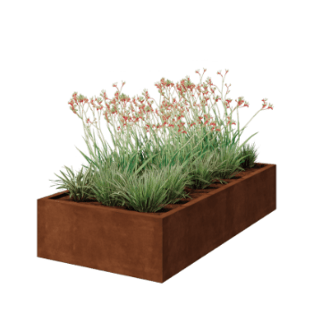 Fioriera in acciaio corten - Rettangolo - 200 x 100 x 40 cm - Saldato - Senza piastra di base
