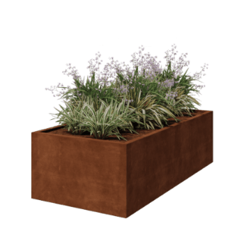 Fioriera in acciaio corten - Rettangolo - 200 x 100 x 60 cm - Saldato - Senza piastra di base