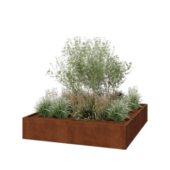 Fioriera in acciaio corten - Quadrato - 200 x 200 x 40 cm - Saldato - Senza piastra di base