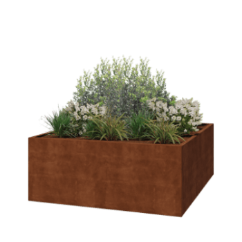 Fioriera in acciaio corten - Quadrato - 200 x 200 x 80 cm - Saldato - Senza piastra di base