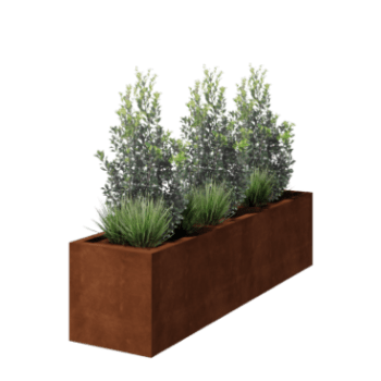 Fioriera in acciaio Corten saldata Montana 200 x 50 x 50 cm
