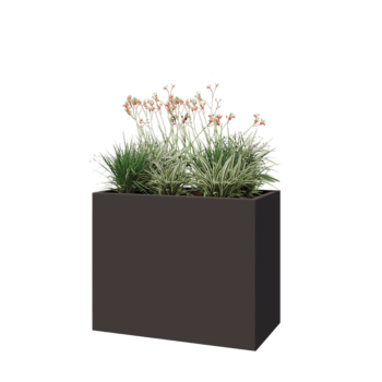 Fioriera in acciaio - Rettangolo - 100 x 50 x 80 cm - RAL7016 opaco (grigio antracite) - Con piastra di base