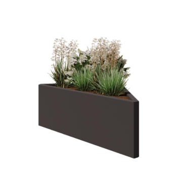 Fioriera in acciaio - Triangolo isoscele - 112,2 x 60,5 x 40 cm - RAL7016 opaco (grigio antracite) - Senza piastra di base