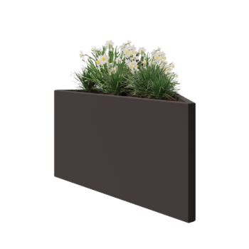 Fioriera in acciaio - Triangolo isoscele - 112,2 x 60,5 x 60 cm - RAL7016 opaco (grigio antracite) - Senza piastra di base