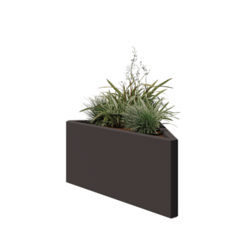 Fioriera in acciaio - Triangolo isoscele - 83,9 x 46,4 x 40 cm - RAL7016 opaco (grigio antracite) - Senza piastra di base
