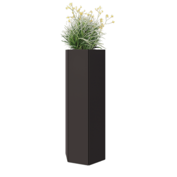 Fioriera in acciaio - Esagono - 39,3 x 34,6 x 100 cm - RAL7016 opaco (grigio antracite) - Senza piastra di base