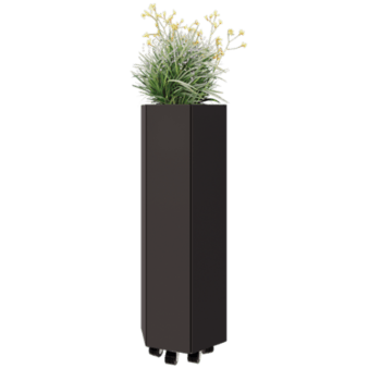 Fioriera in acciaio - Esagono - 39,3 x 34,6 x 100 cm - RAL7016 opaco (grigio antracite) - Con piastra di base - Con ruote