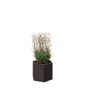 Fioriera in acciaio - Esagono - 39,3 x 34,6 x 30 cm - RAL7016 opaco (grigio antracite) - Con piastra di base