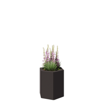 Fioriera in acciaio - Esagono - 39,3 x 34,6 x 40 cm - RAL7016 opaco (grigio antracite) - Con piastra di base