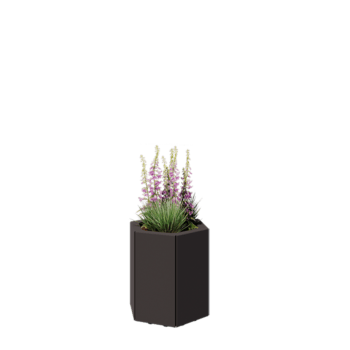 Fioriera in acciaio - Esagono - 39,3 x 34,6 x 40 cm - RAL7016 opaco (grigio antracite) - Con piastra di base - Con piedi