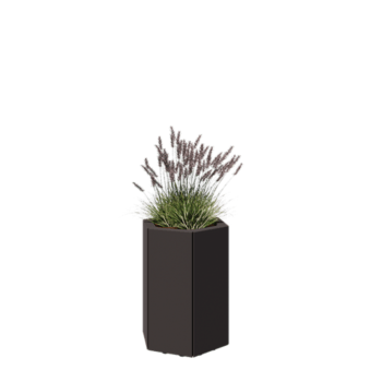 Fioriera in acciaio - Esagono - 39,3 x 34,6 x 50 cm - RAL7016 opaco (grigio antracite) - Con piastra di base - Con piedi