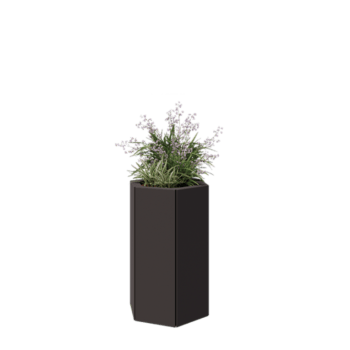 Fioriera in acciaio - Esagono - 39,3 x 34,6 x 60 cm - RAL7016 opaco (grigio antracite) - Senza piastra di base