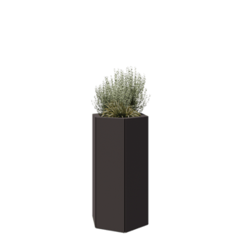 Fioriera in acciaio - Esagono - 39,3 x 34,6 x 70 cm - RAL7016 opaco (grigio antracite) - Senza piastra di base