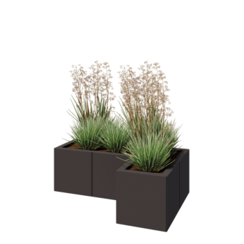 Fioriera in acciaio - Forma a L - 90 x 60 x 30 cm - RAL7016 opaco (grigio antracite) - Con piastra di base