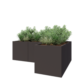 Fioriera in acciaio - Forma a L - 210 x 140 x 70 cm - RAL7016 opaco (grigio antracite) - Senza piastra di base