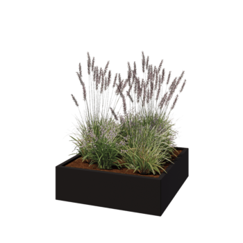 Fioriera in acciaio - Quadrato - 100 x 100 x 30 cm - RAL9005 opaco (nero) - Senza piastra di base