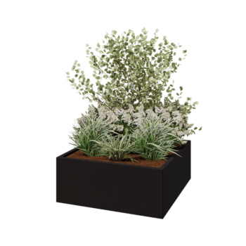 Fioriera in acciaio - Quadrato - 100 x 100 x 40 cm - RAL9005 opaco (nero) - Senza piastra di base