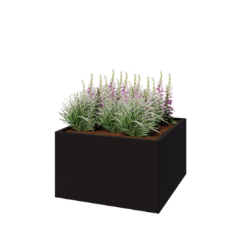 Fioriera in acciaio - Quadrato - 100 x 100 x 60 cm - RAL9005 opaco (nero) - Senza piastra di base