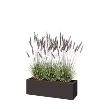 Fioriera in acciaio - Rettangolo - 100 x 30 x 30 cm - Altri colori RAL - Con piastra di base