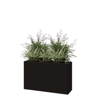 Fioriera in acciaio - Rettangolo - 100 x 30 x 60 cm - RAL9005 opaco (nero) - Con piastra di base