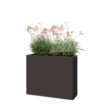 Fioriera in acciaio - Rettangolo - 100 x 30 x 80 cm - RAL7016 opaco (grigio antracite) - Con piastra di base