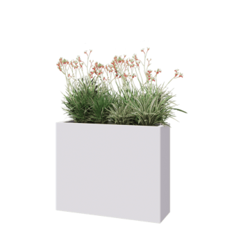 Fioriera in acciaio - Rettangolo - 100 x 30 x 80 cm - RAL9010 opaco (bianco) - Con piastra di base