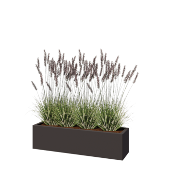 Fioriera in acciaio - Rettangolo - 120 x 30 x 30 cm - RAL7016 opaco (grigio antracite) - Con piastra di base