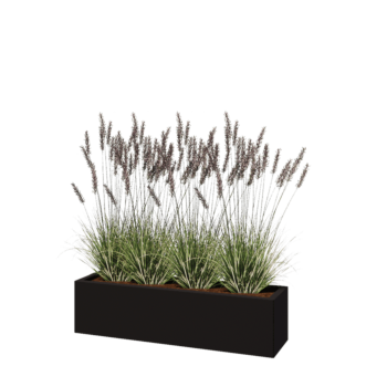 Fioriera in acciaio - Rettangolo - 120 x 30 x 30 cm - RAL9005 opaco (nero) - Senza piastra di base