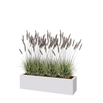 Fioriera in acciaio - Rettangolo - 120 x 30 x 30 cm - RAL9010 opaco (bianco) - Con piastra di base