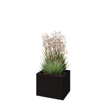 Fioriera in acciaio - Rettangolo - 40 x 30 x 30 cm - RAL9005 opaco (nero) - Senza piastra di base