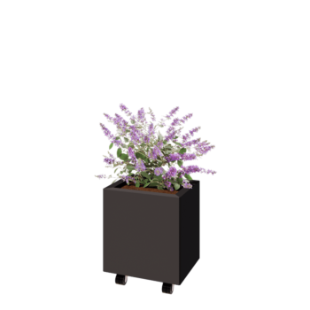 Fioriera in acciaio - Rettangolo - 40 x 30 x 40 cm - RAL7016 opaco (grigio antracite) - Con piastra di base - Con ruote