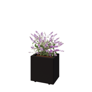 Fioriera in acciaio - Rettangolo - 40 x 30 x 40 cm - RAL9005 opaco (nero) - Con piastra di base - Con piedi