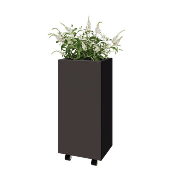 Fioriera in acciaio - Rettangolo - 40 x 30 x 80 cm - RAL7016 opaco (grigio antracite) - Con piastra di base - Con ruote