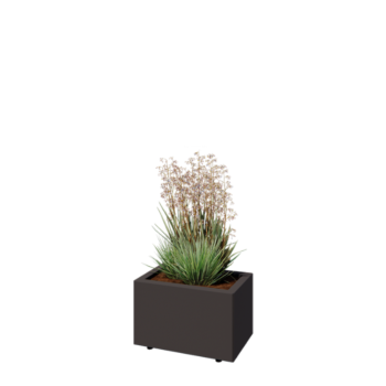 Fioriera in acciaio - Rettangolo - 50 x 30 x 30 cm - RAL7016 opaco (grigio antracite) - Con piastra di base - Con piedi