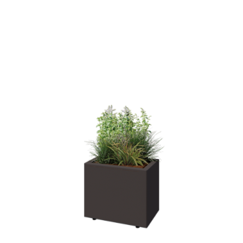 Fioriera in acciaio - Rettangolo - 50 x 30 x 40 cm - RAL7016 opaco (grigio antracite) - Con piastra di base - Con piedi