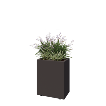 Fioriera in acciaio - Rettangolo - 50 x 30 x 60 cm - RAL7016 opaco (grigio antracite) - Con piastra di base - Con piedi