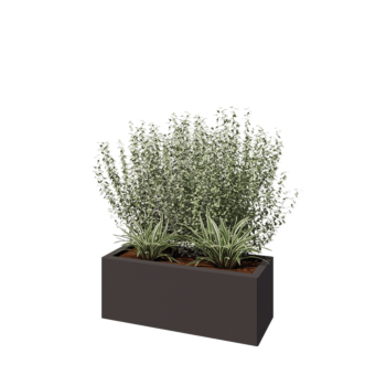 Fioriera in acciaio - Rettangolo - 80 x 30 x 30 cm - RAL7016 opaco (grigio antracite) - Con piastra di base