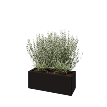 Fioriera in acciaio - Rettangolo - 80 x 30 x 30 cm - RAL9005 opaco (nero) - Senza piastra di base