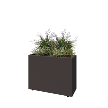 Fioriera in acciaio - Rettangolo - 80 x 30 x 60 cm - RAL7016 opaco (grigio antracite) - Con piastra di base - Con piedi