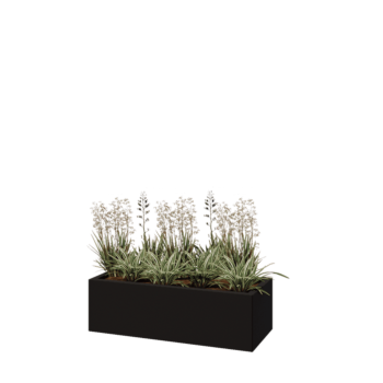 Fioriera in acciaio - Rettangolo - 100 x 40 x 30 cm - RAL9005 opaco (nero) - Senza piastra di base