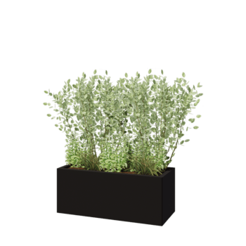 Fioriera in acciaio - Rettangolo - 100 x 40 x 40 cm - RAL9005 opaco (nero) - Con piastra di base