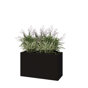 Fioriera in acciaio - Rettangolo - 100 x 40 x 60 cm - RAL9005 opaco (nero) - Con piastra di base