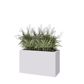 Fioriera in acciaio - Rettangolo - 100 x 40 x 60 cm - RAL9010 opaco (bianco) - Con piastra di base